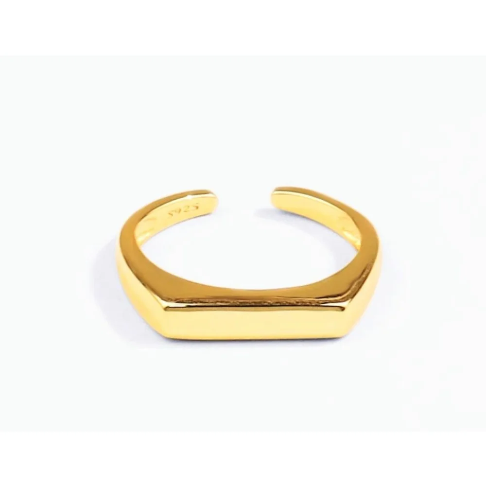 NEW Unisex Men's Ring Adjustable Gold-Plated‎ S925, Size Small